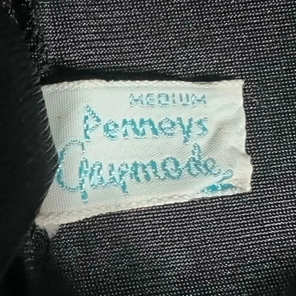 Vtg Pennys Gaymode Black 100% Nylon Long Night Gown 60s Sz MED w/tie GORGEOUS!! - Picture 10 of 10